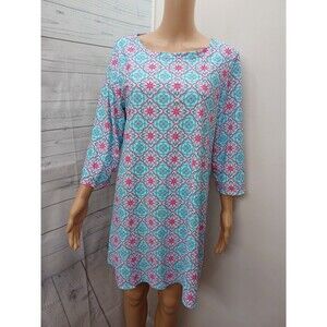 AQUA ET SOL Dress Size M Floral Cruise Wear Blue Pink Print